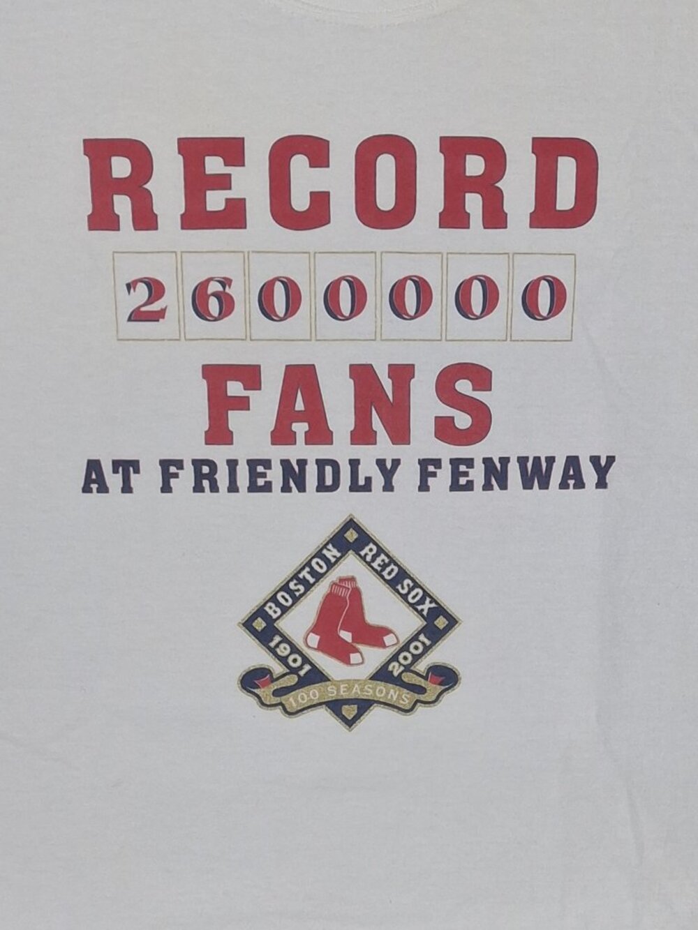 Vintage T Shirt 2001 Boston Red Sox 100 Seasons Fenway Park 1901 2001 Size XL